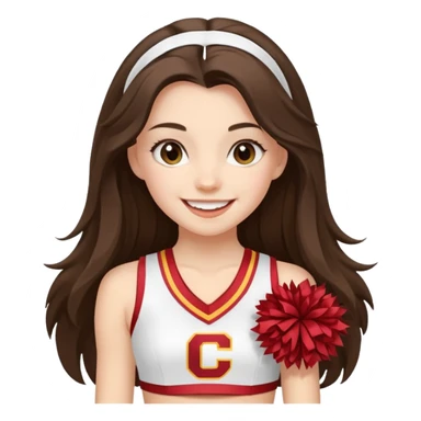 skinny white happy long haired brunette girl in a white USC cheerleader outfit sticker