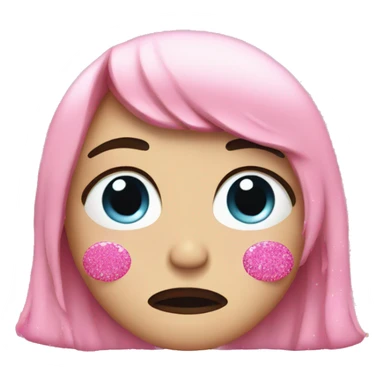 crying with pink glitter tears sticker