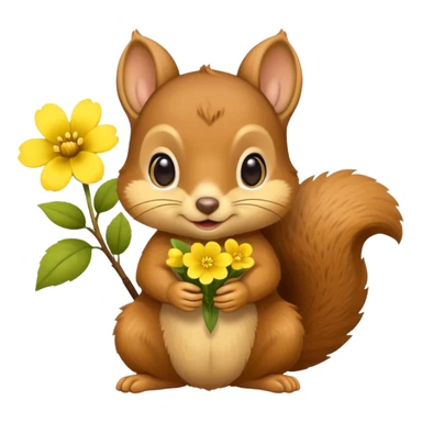 baby squirrel hold a flower sticker