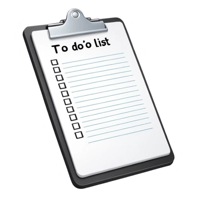 White to do list with black writing and white clip board sticker