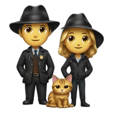 A family consisting of a black cat who is a detective and a tabby cat who is a detective sticker