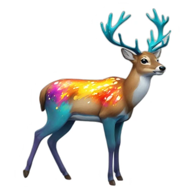 deer painted with an explosion of paints sticker