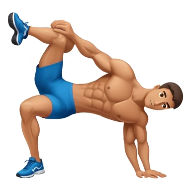 side-view of guy doing decline abdominal Crunches with sixpack sticker