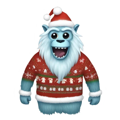 Yeti wearing ugly Xmas sweaters  sticker