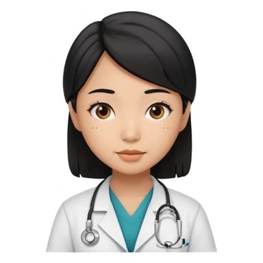 Asian girl with brown skin and black hair in a doctor's uniform sticker