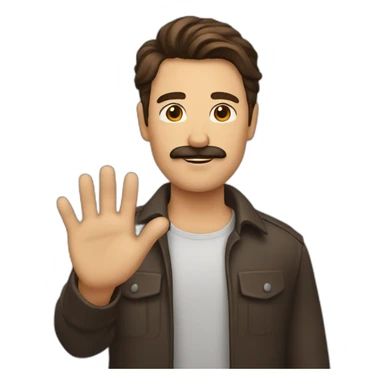Man with rectangular brown Mustache With slicked brown hair Raise your hand sticker