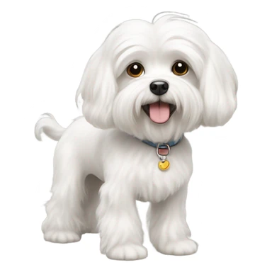 A white maltese dog with curly fur and short legs sticker