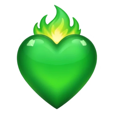 fire green heart emoji with green flame sticker
