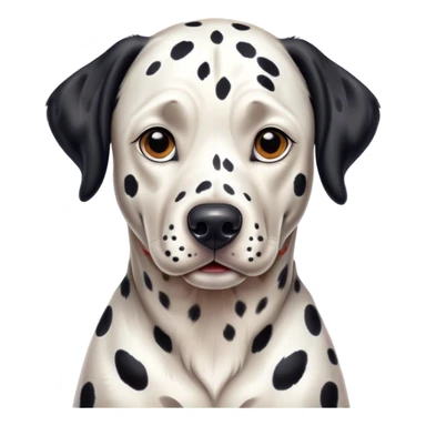 Cinematic Realistic full-body portrait of a Dalmatian dog, rendered with glossy, meticulously detailed spotted fur and expressive, alert eyes, set against a clean, neutral backdrop that highlights its regal and athletic stance. sticker