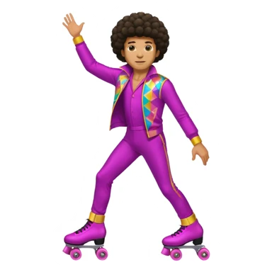 man afro hair disco clothe and roller skate sticker