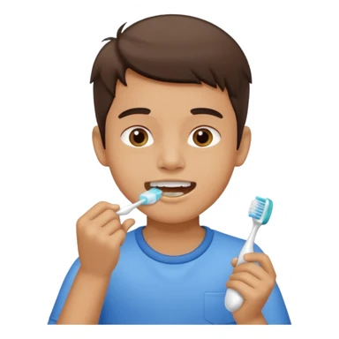boy brushing his teeth sticker