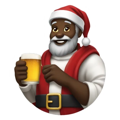 Black Santa drinking a beer sticker