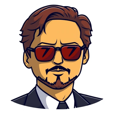 Tony Stark with stylish glasses and signature goatee sticker