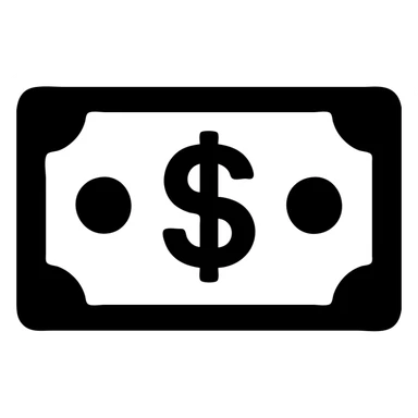 money icon, solid filled style, bold and minimal, no color, strong silhouette sticker