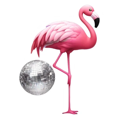 Pink flamingo with disco ball sticker