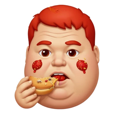 Fat guy eating food sticker