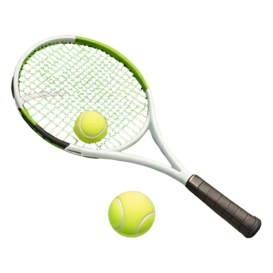 A tennis racket and a ball placed on a grassy court, with the net visible in the background. The scene captures the elegance and energy of the sport, with a vibrant green court and soft sunlight highlighting the equipment. sticker