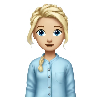 Blond girl with a messy bun pjs blue eyes sticker