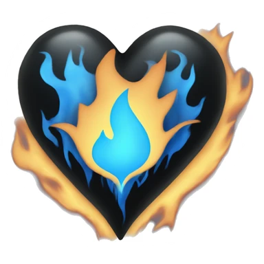 black heart with blue flames sticker