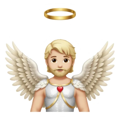 Cupid, God of Love from Gods and Goddesses with long blond hair and beard, ivory sequin outfit sticker