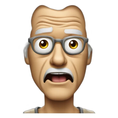 Just the head of Doc brown from back to the future looking shocked and his mouth wide open. No eye-ware. Long hair sticker