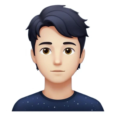 Each particle represents his personal universe. He reaches out with hand', touching one, knowing that everything he does stays in this space forever. universe around him. A young man in a vast, dark starry universe, surrounded by floating particles of light space.  sticker