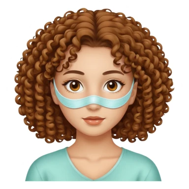 Girl with brow eyes and curly hair with mask for skincare sticker
