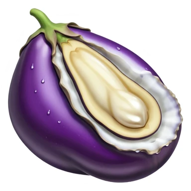 An Aubergine with an Auster on top water dripping sticker