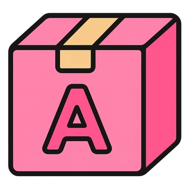 icon of a pink cardboard letter, showing subtle 3D relief, stylized and easy to recognize sticker