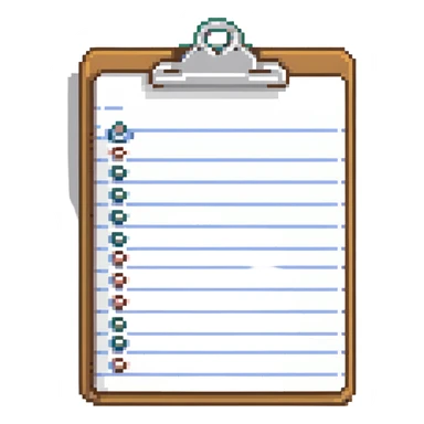 clipboard with list, all goals missed sticker