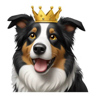 Border collie with a crown sticker