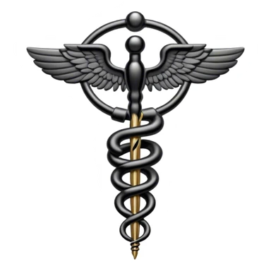 black medical symbol caduceus  sticker