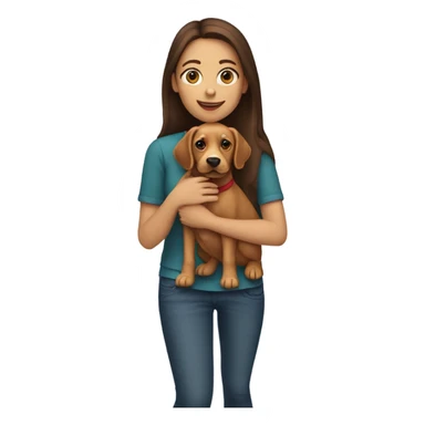 Brunette girl holding red lab dog sticker