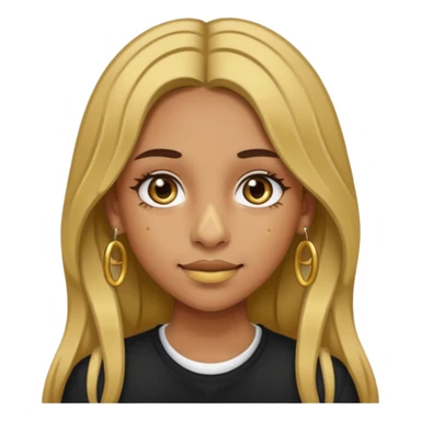 Girl with olive skin, long brown hair with blonde highlights, gold nose piercings on both sides, and braces  sticker