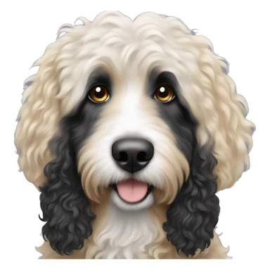 Bernedoodle black and white with pretty blonde lady sticker