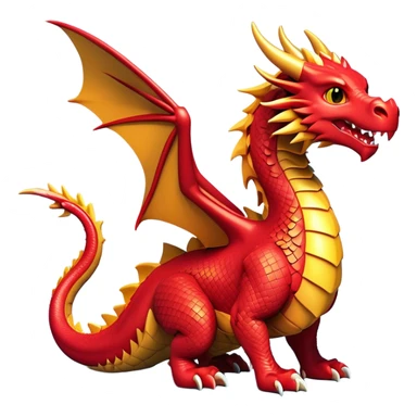 Clash of Clans aesthetic: Cinematic fierce Dragon Emoji, rendered in a 3D vector-style similar to standard emojis with minimal shading and bold, simplified shapes. A compact, isometric dragon with majestic wings and intricately scaled details, softly glowing with a legendary, mythical charm. Simplified yet unmistakably iconic, highly detailed and consistent, glowing with a soft radiant brilliance and high shine. Stylized with a touch of fantastical might and a soft glowing outline, capturing the essence of a mighty dragon with a friendly, playful demeanor! sticker