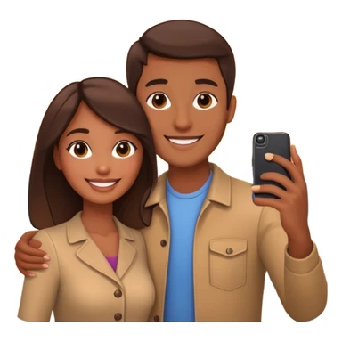 Couple Selfie + phone + sunset sticker