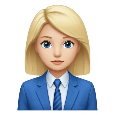 une femme blonde jolie avec une chemise blanche et une veste a manche longues et cravate bleu sticker