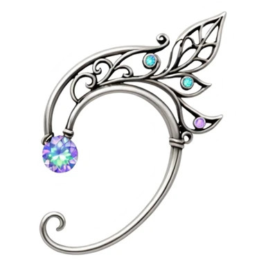 Elvish fae shiny sparkly iridescent translucent diaphanous ear climber ear cuff sticker