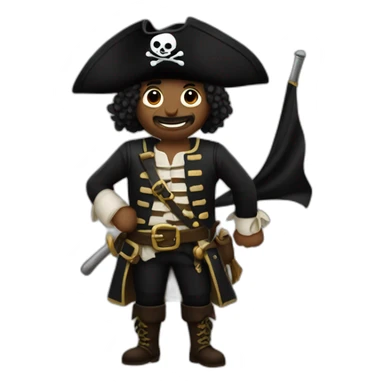 Pirate Holding Fully Black Flag sticker