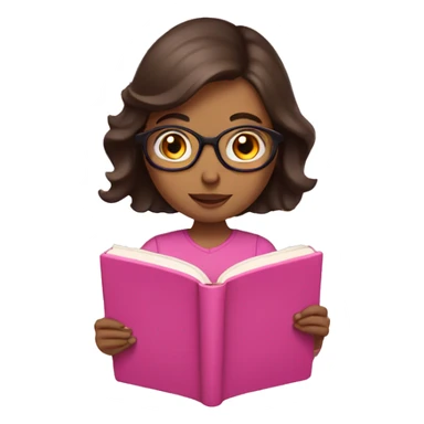 brunette reading a pink book sticker