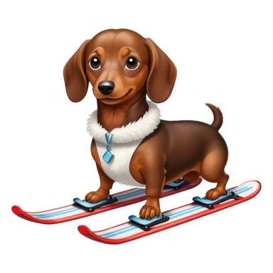 Weiner dog on skis sticker
