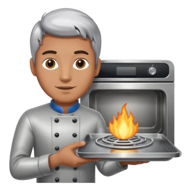 man holding Oven  sticker