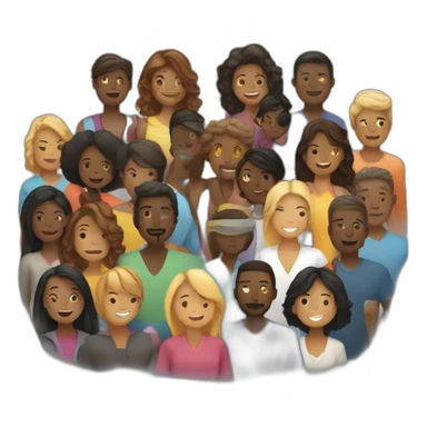 "Design silhouettes of diverse people with connections lighting up between them, set in a community gathering." sticker