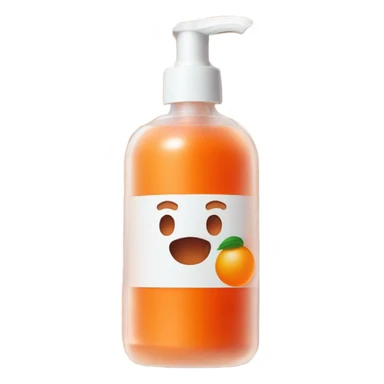 orange face wash in glass pump bottle, no face, no fruit, realistic absolutely nothing resembling a face  sticker