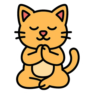 color outline icon style cat praying sticker