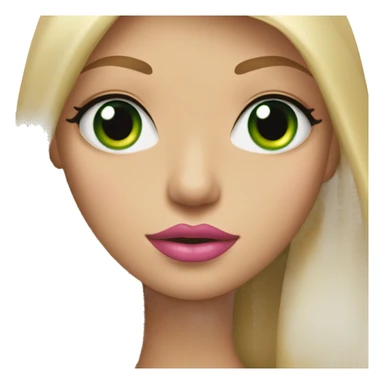 blonde girl with long straight hair, green eyes and pink lips send kisses sticker