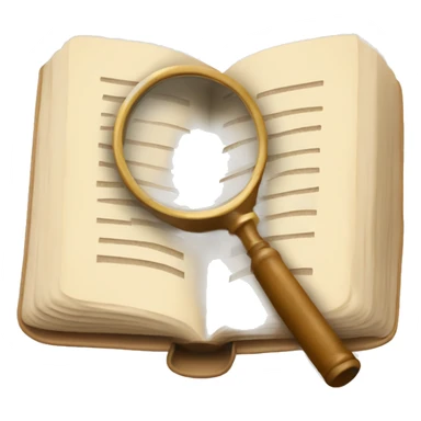 An open book in beige tones with a magnifying glass on it sticker