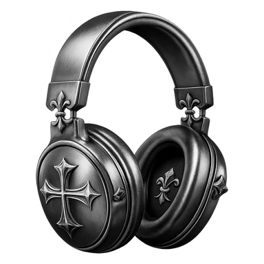 pink gothic headphones with metallic gothic motifs and reflective surfaces in chrome style sticker