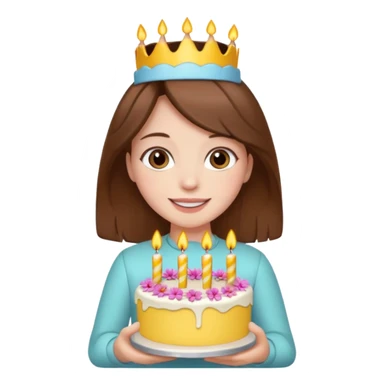 Hippie with a birthday cake girl with brown hair and white skin sticker